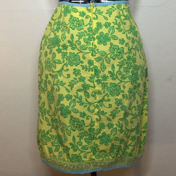 Roxy Quiksilver Yellow and Green Floral Cotton Skirt Size 7 - Picture 4 of 6